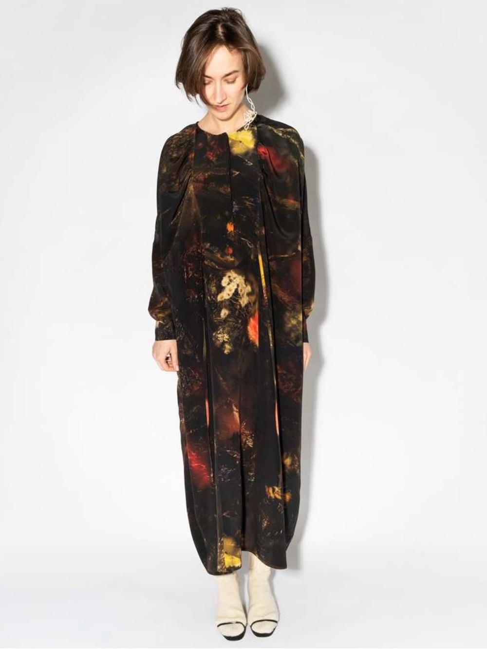 NWT Anntian Floral Print Big Dress Silk One Size
